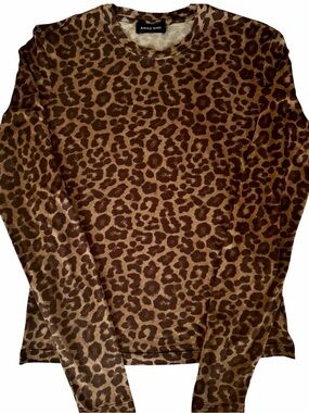 ANINE BING Sylvie Leopard Long Sleeve Tee Size S